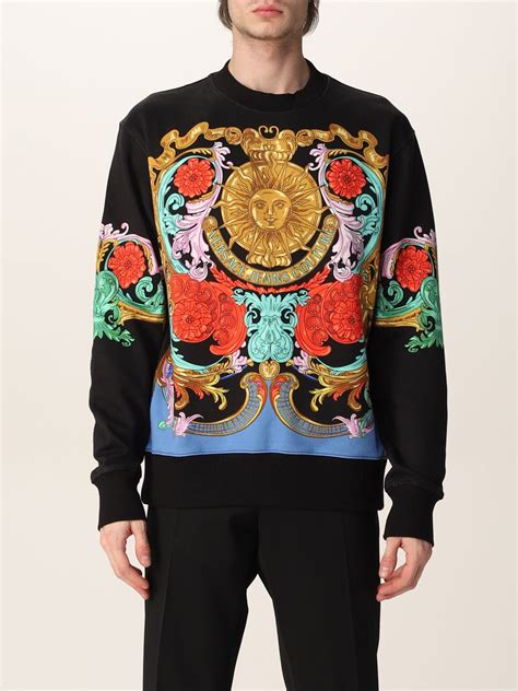 versace jeans floral sweatshirt black|Versace Jeans couture men's.